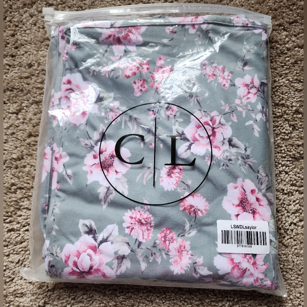 Caden Lane Saylor's Sage & Blush Floral Oversized Swaddle Blanket